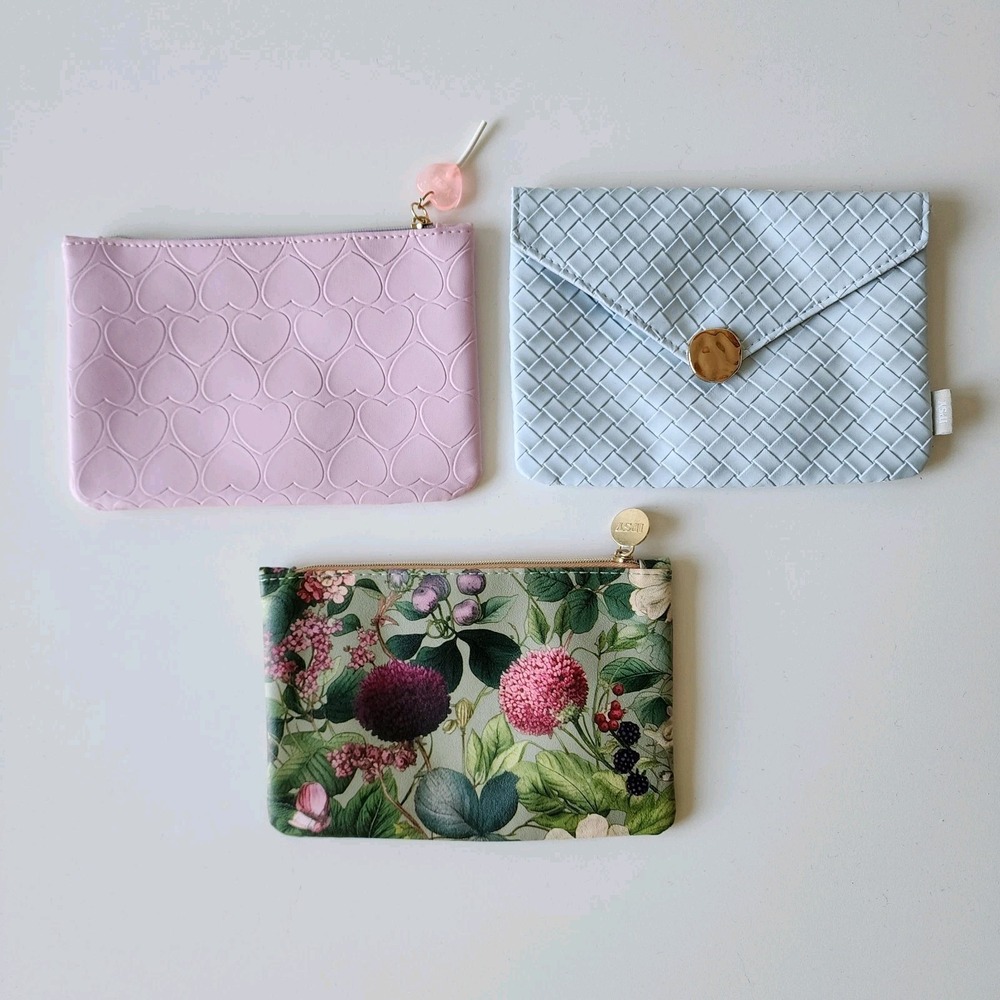 Ipsy Bags Genuine Lot of 3 Zipper Makeup Cosmetic Bags Purse Gift‎ Pouch (Empty)